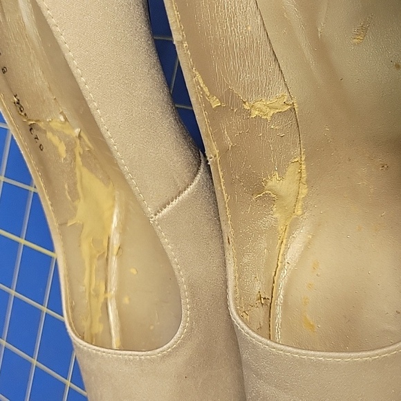 Vintage Jacqueline Ferrar Satin Cream Leather Soles 3" Shoes - Picture 11 of 12